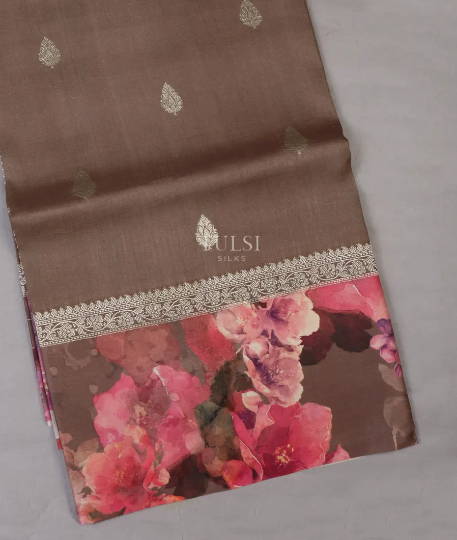 Buy Dusty Brown Banaras Kathan Silk Saree T655376