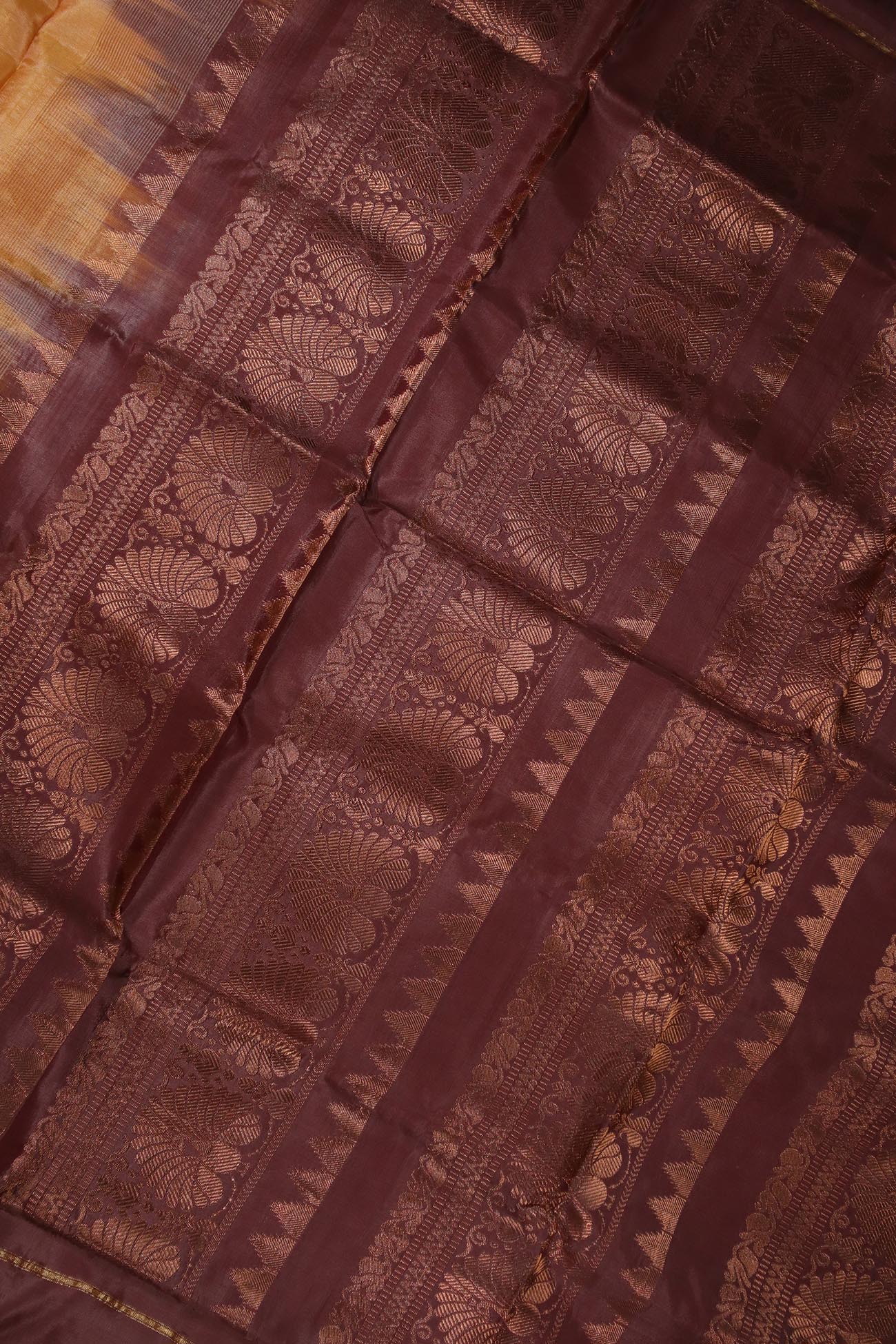 saddle-brown-zigzag-banana-pith-sarees-bps000375-b