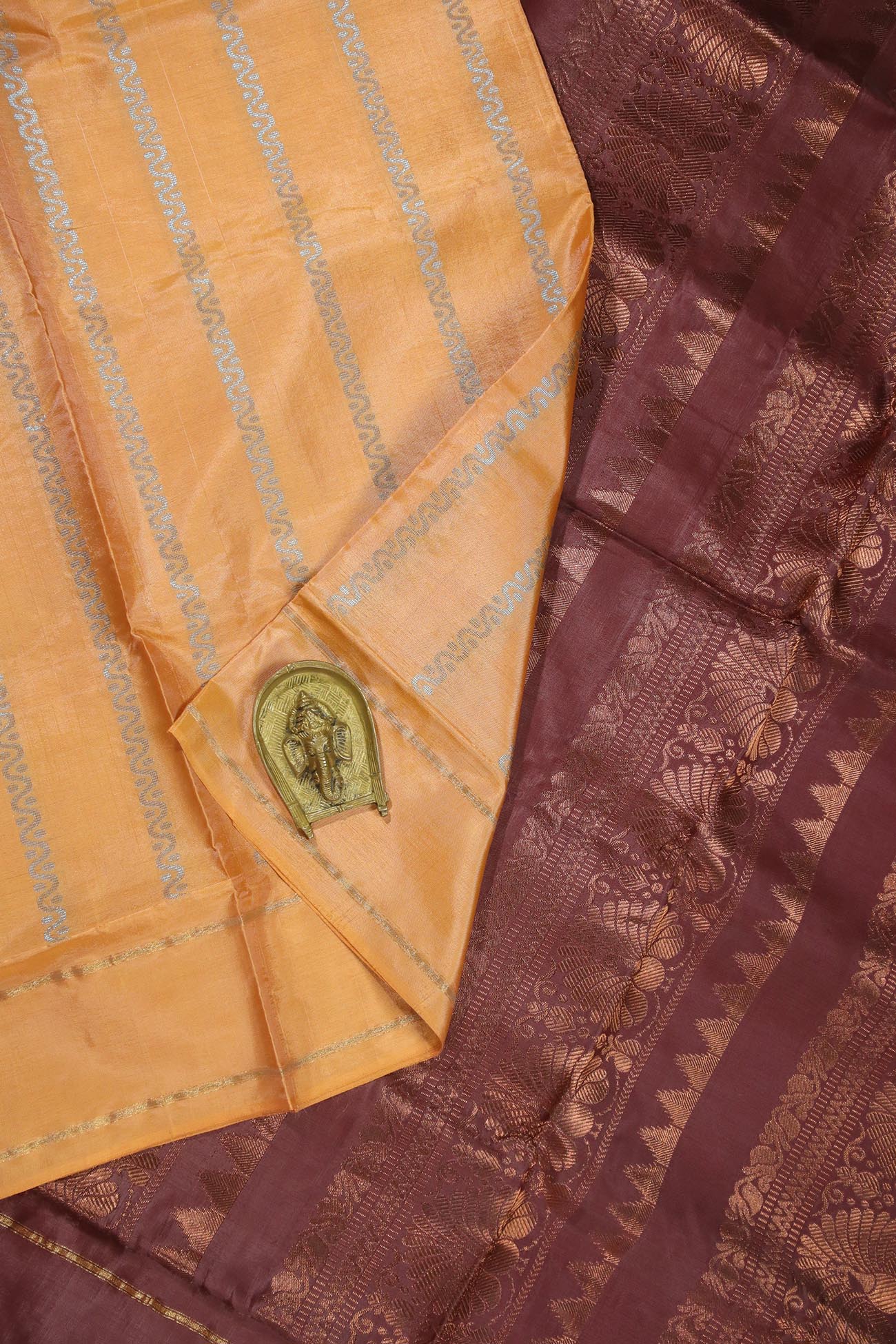 saddle-brown-zigzag-banana-pith-sarees-bps000375-c