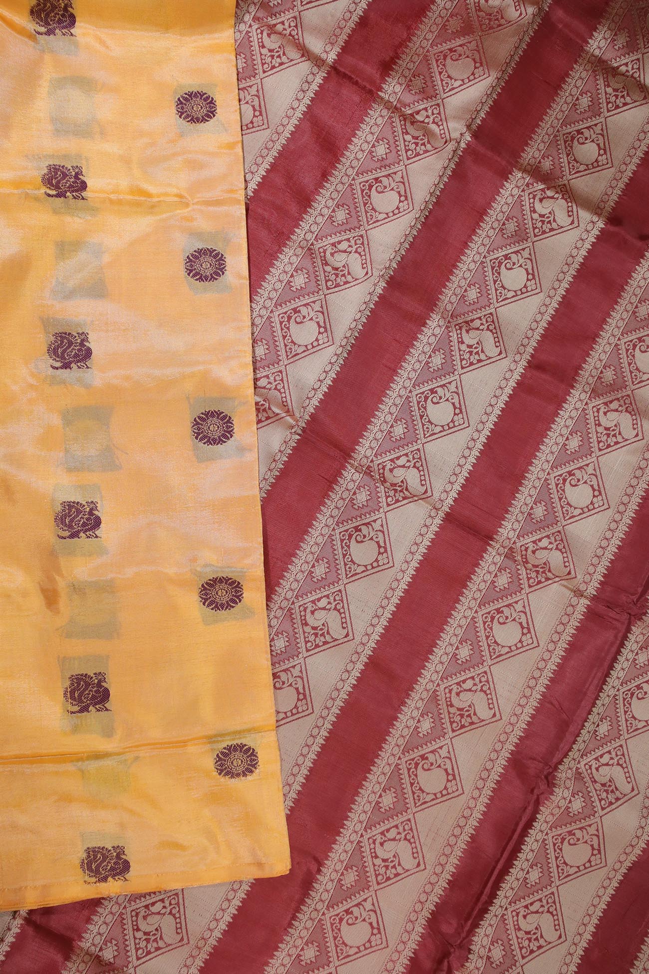 saddle-brown-peacock-banana-pith-sarees-bps000384-b