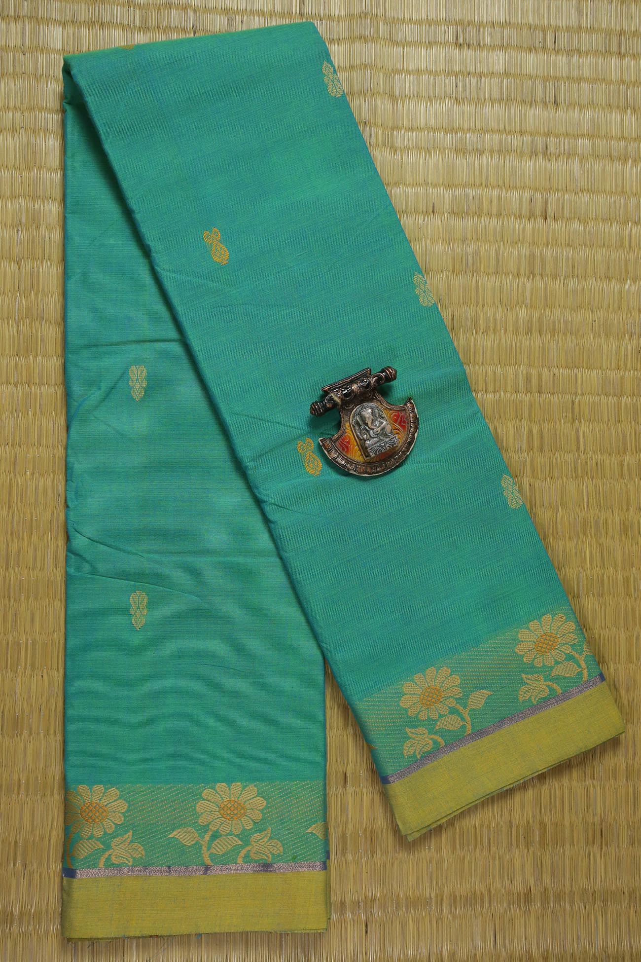 turquoise-flower-butta-sarees-bs001882-a