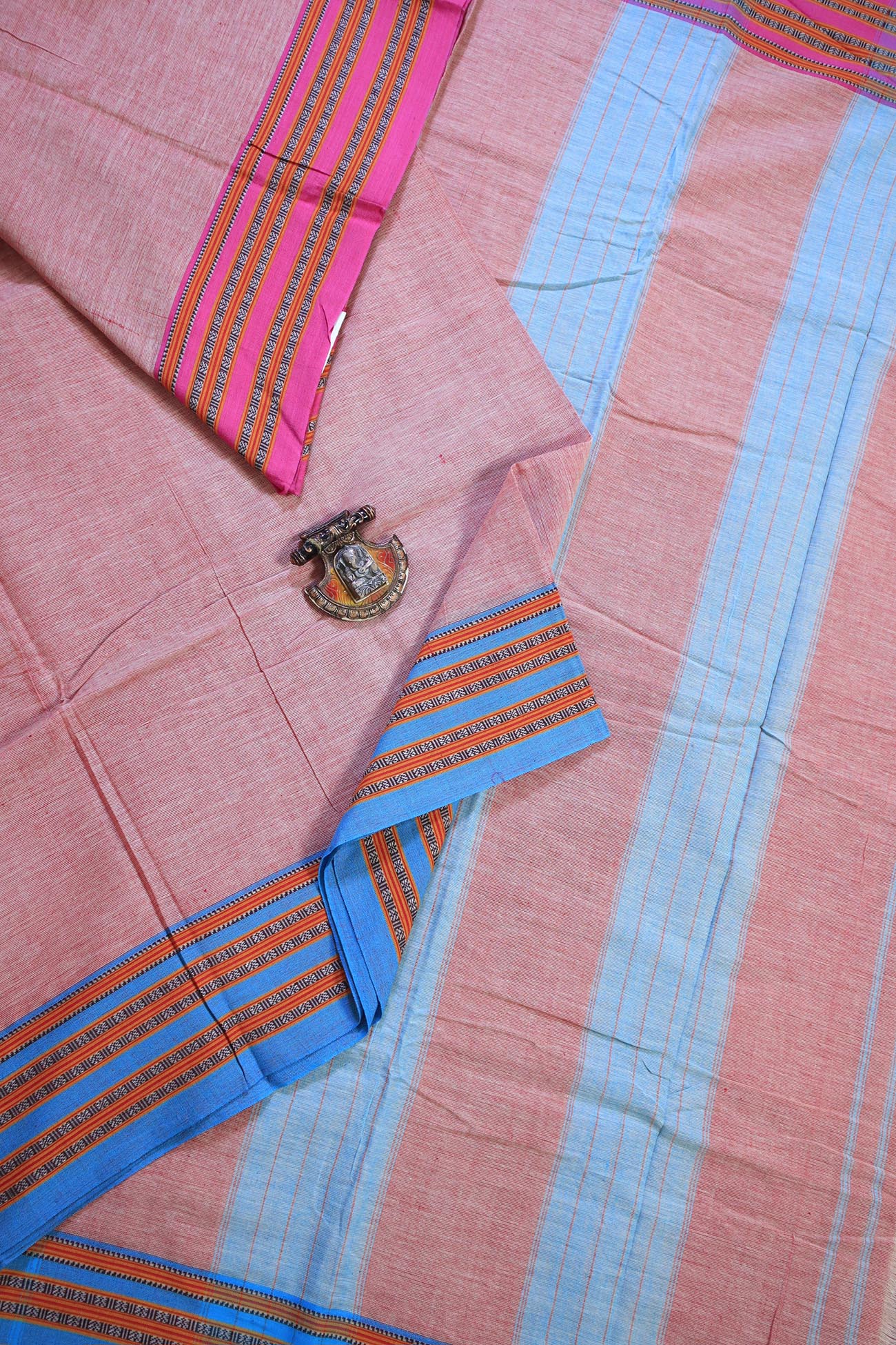 light-coral-ruthratcham-checked-sarees-ck001262-a