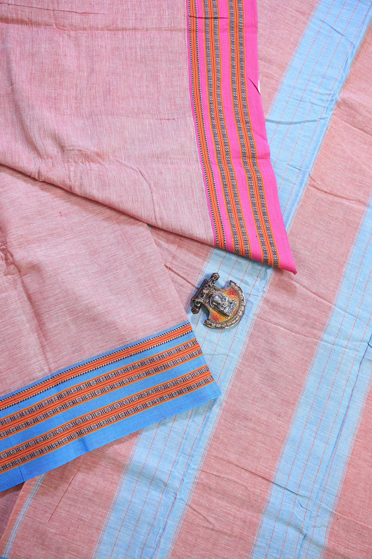 light-coral-ruthratcham-checked-sarees-ck001262-b