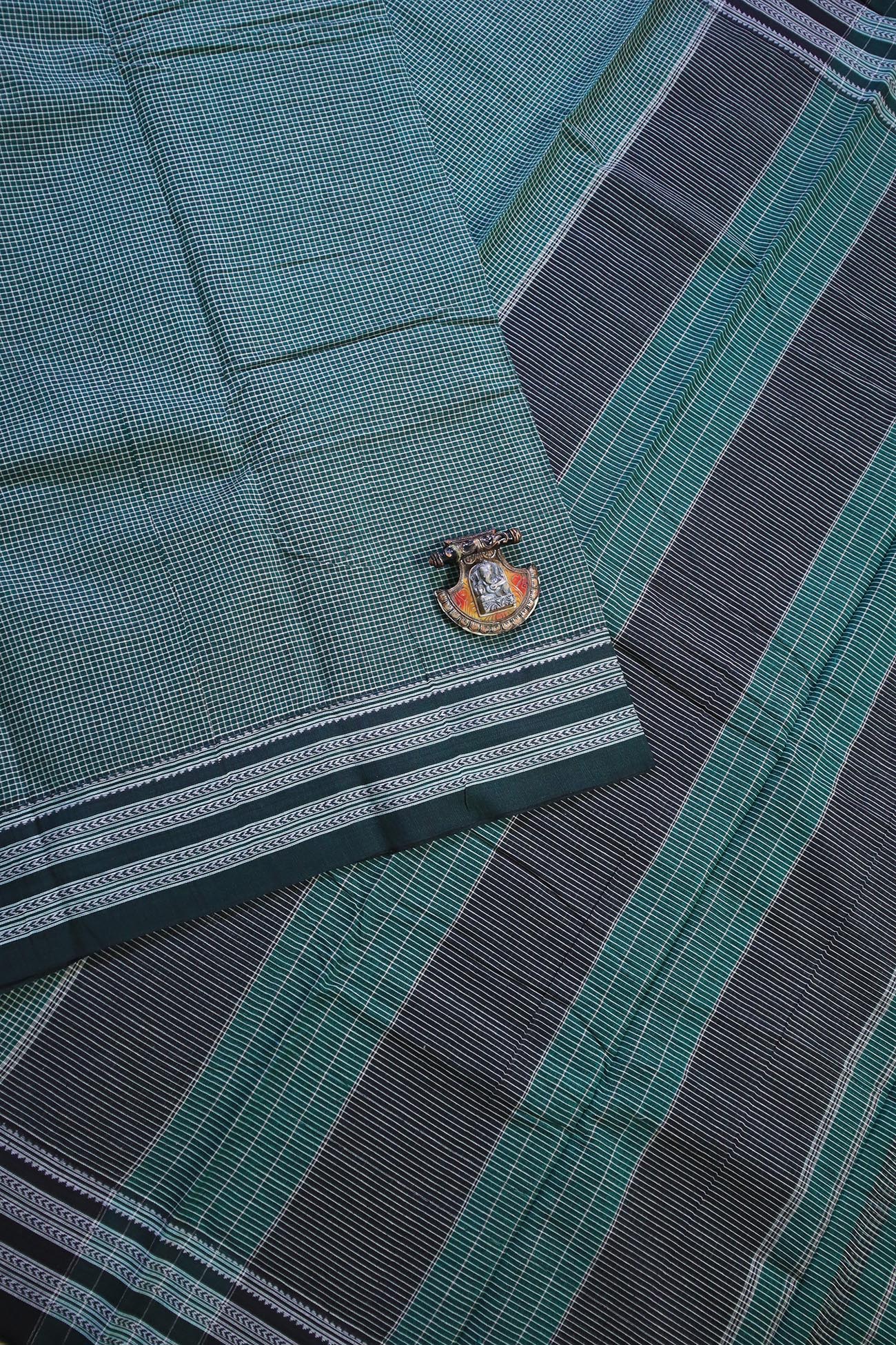 dark-green-zigzag-checked-sarees-ck001268-b