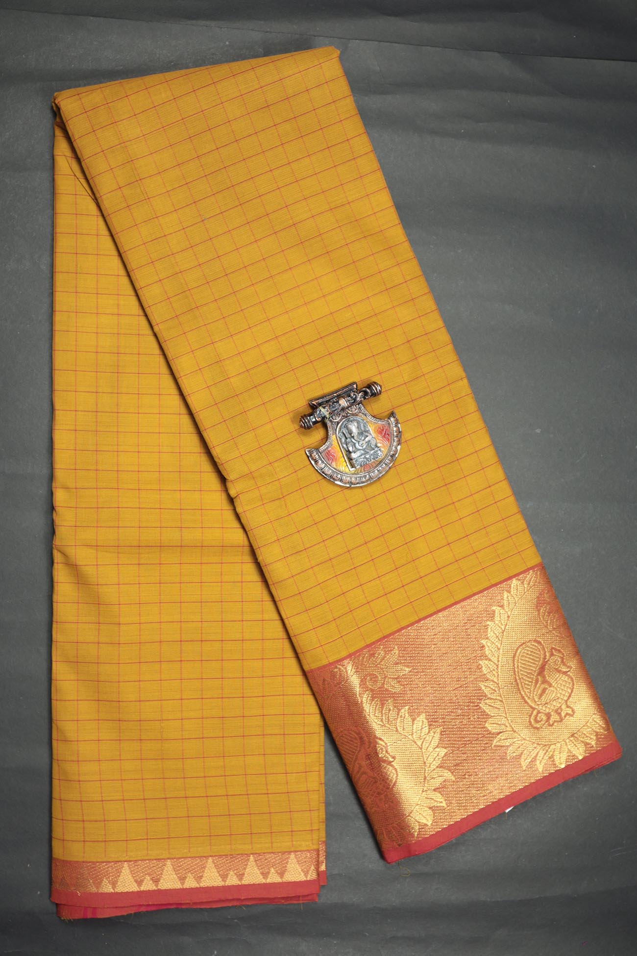 dark-orange-mango-checked-sarees-ck001594-a