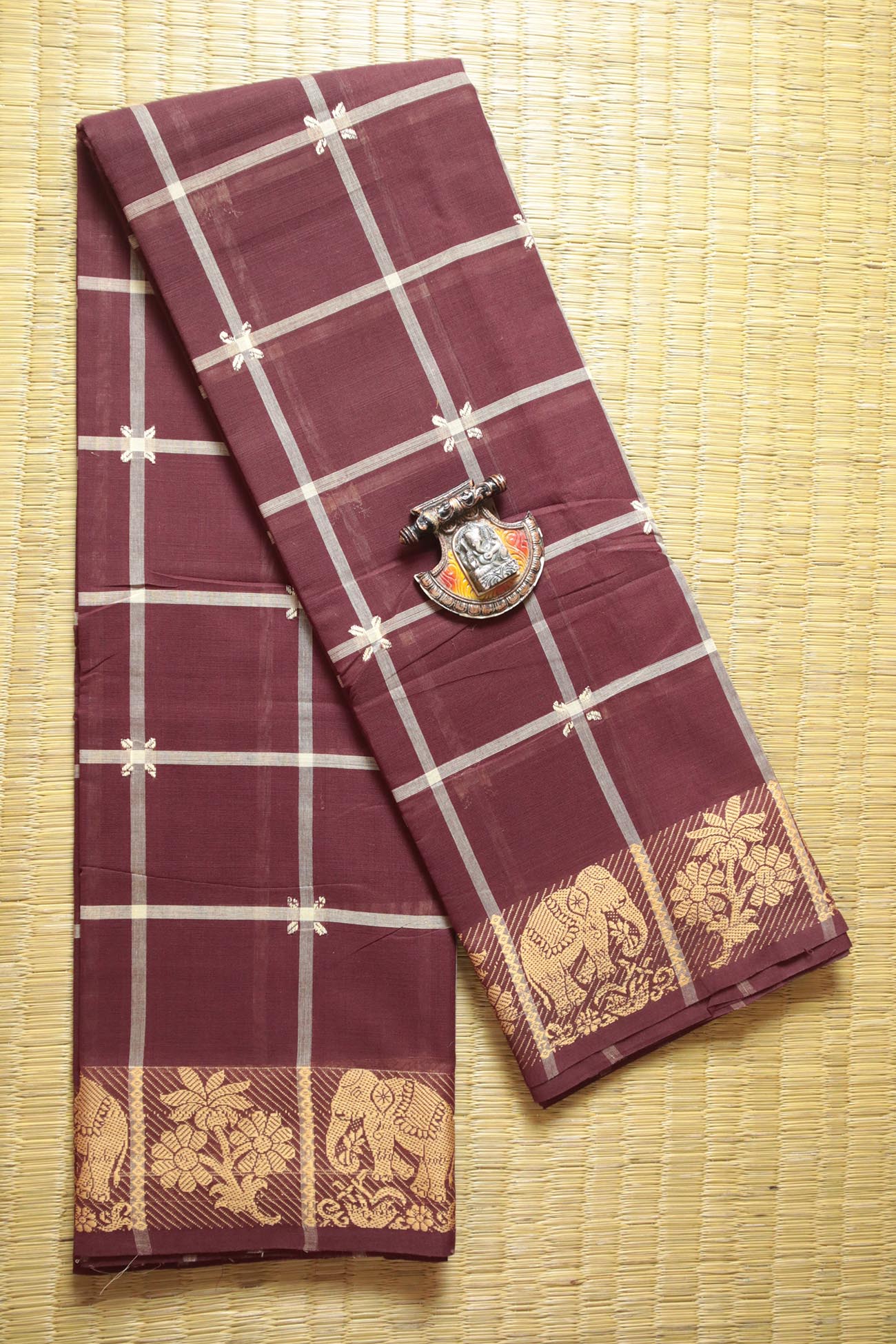 sepia-elephant-checked-sarees-ck001852-a