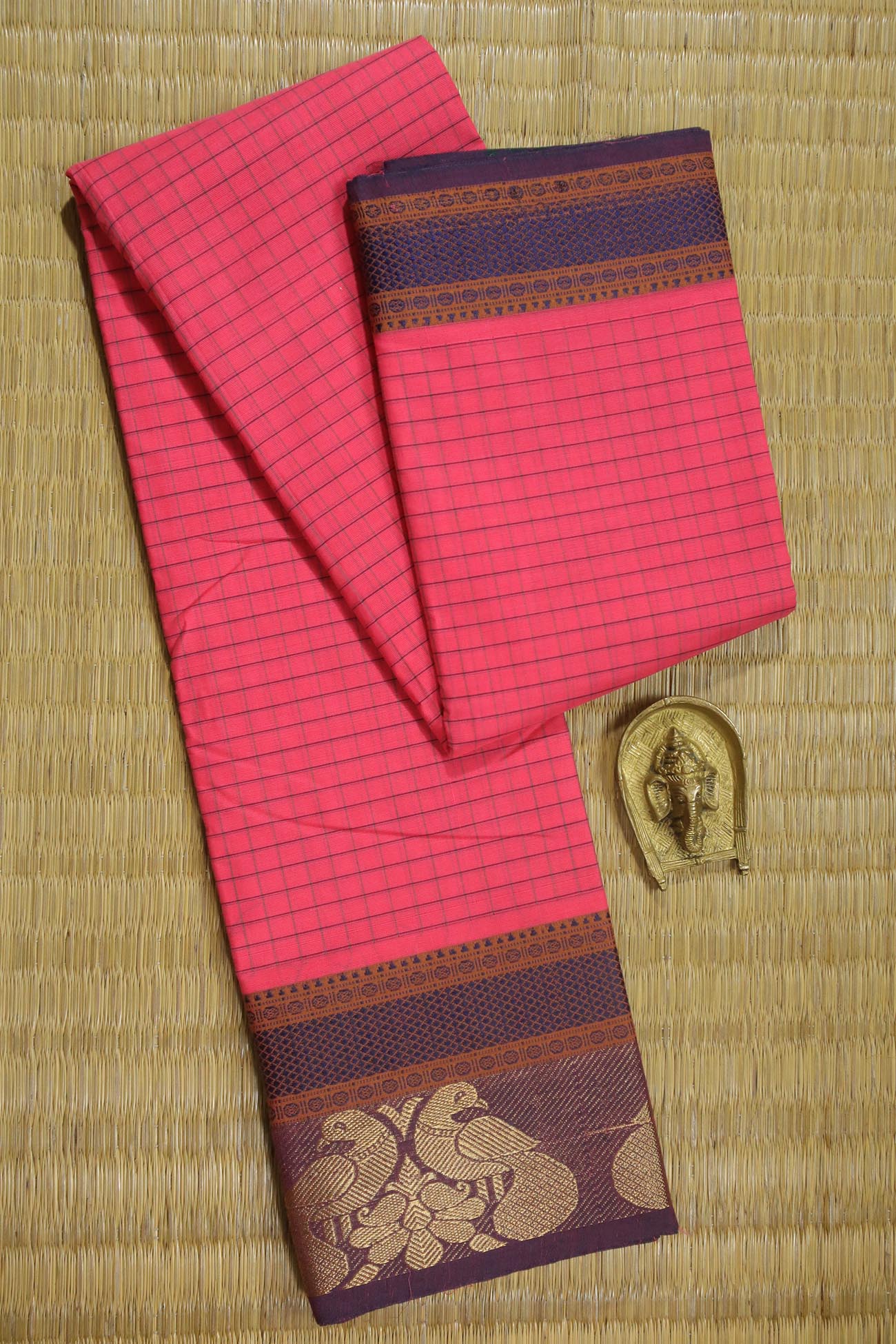 pink-peacock-checked-sarees-ck002203-a