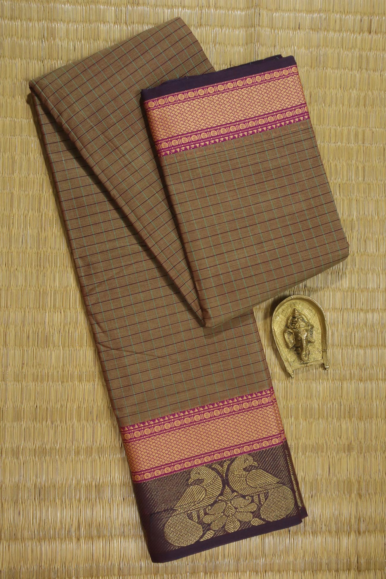 tan-peacock-checked-sarees-ck002213-a