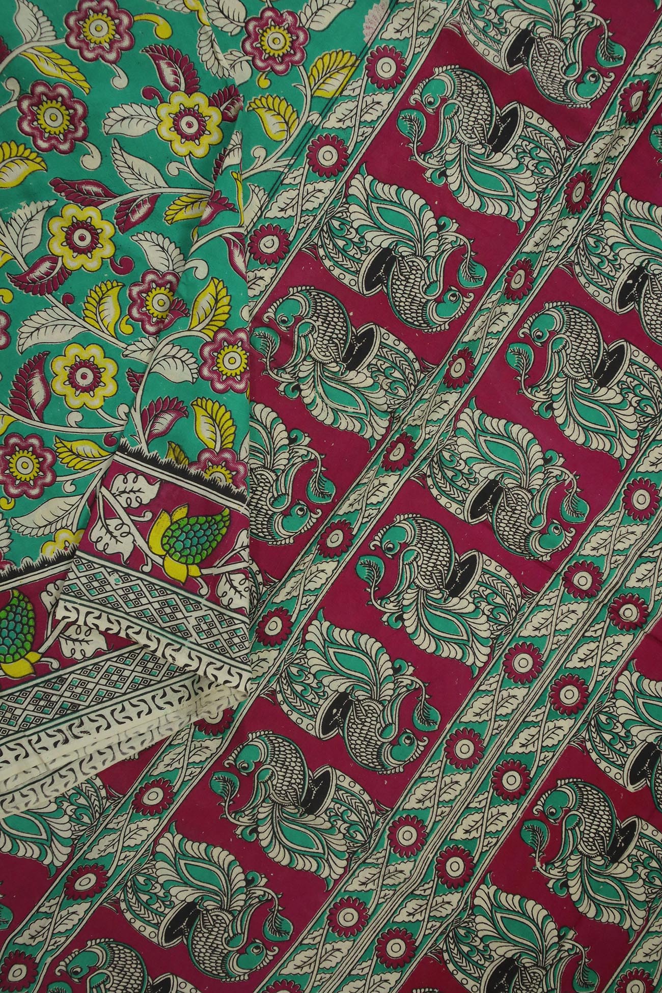 green-flower-kalamkari-sarees-kk001114-b