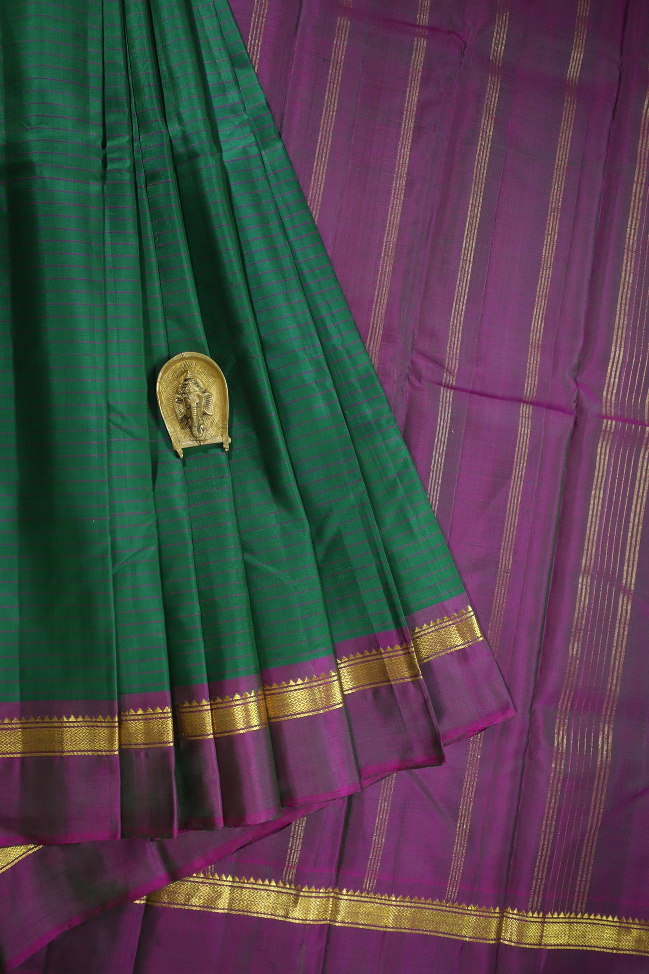 dark-green-horizontal-stripes-kanchipuram-silk-sarees-kss000195-a