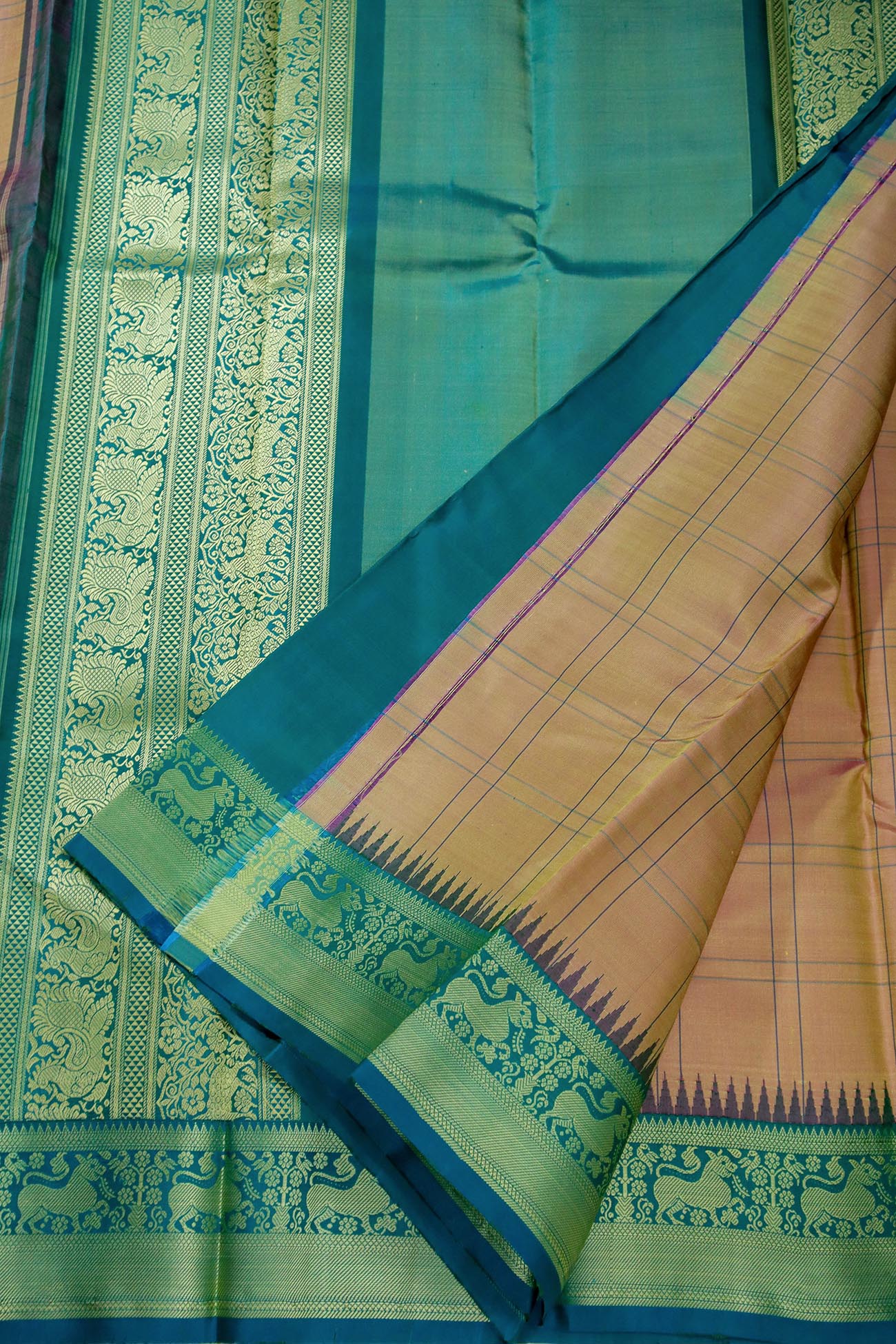 bisque-checked-kanchipuram-silk-sarees-kss000513-f