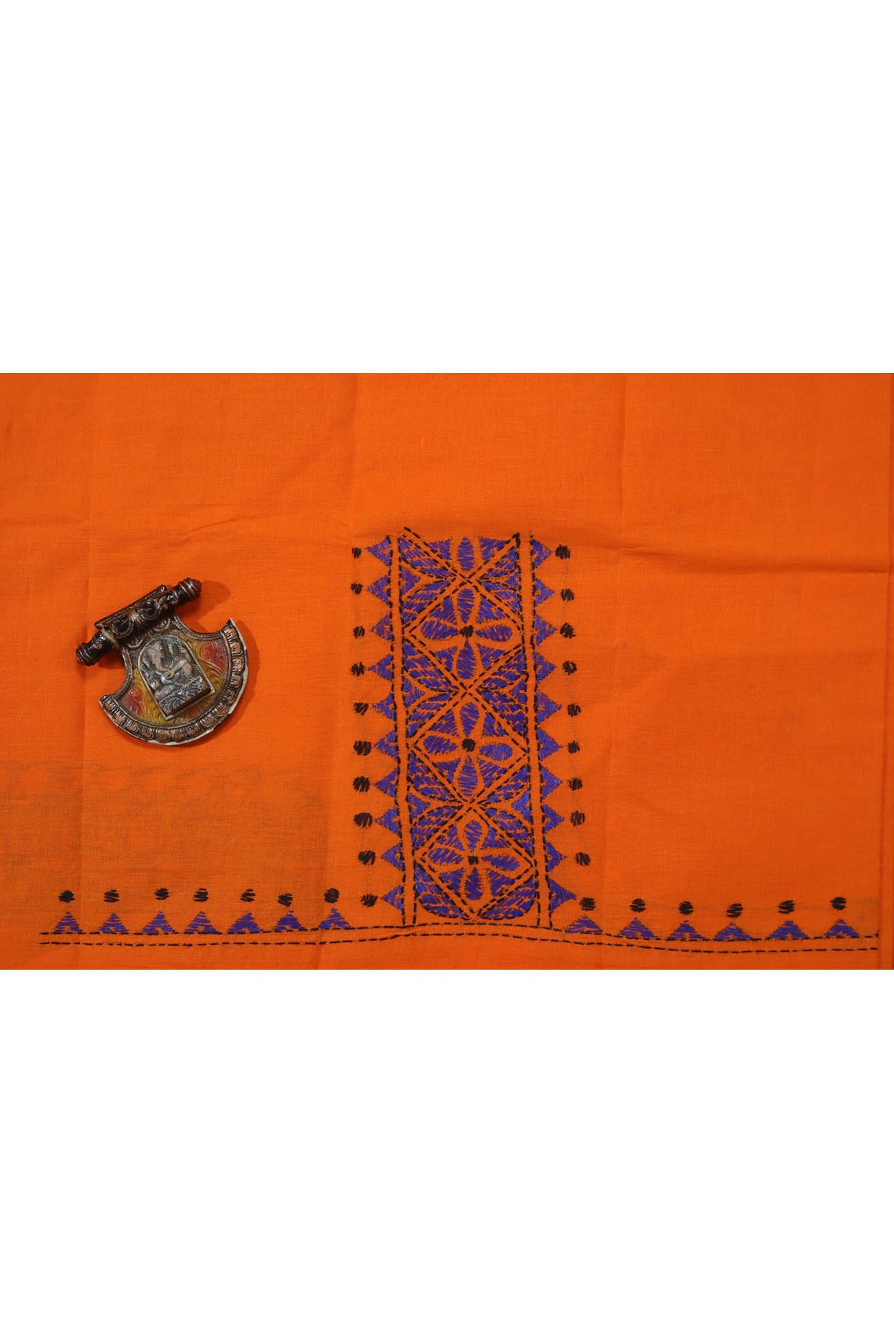 orange-flower-kantha-work-blouse-fabric-kwb001870-a