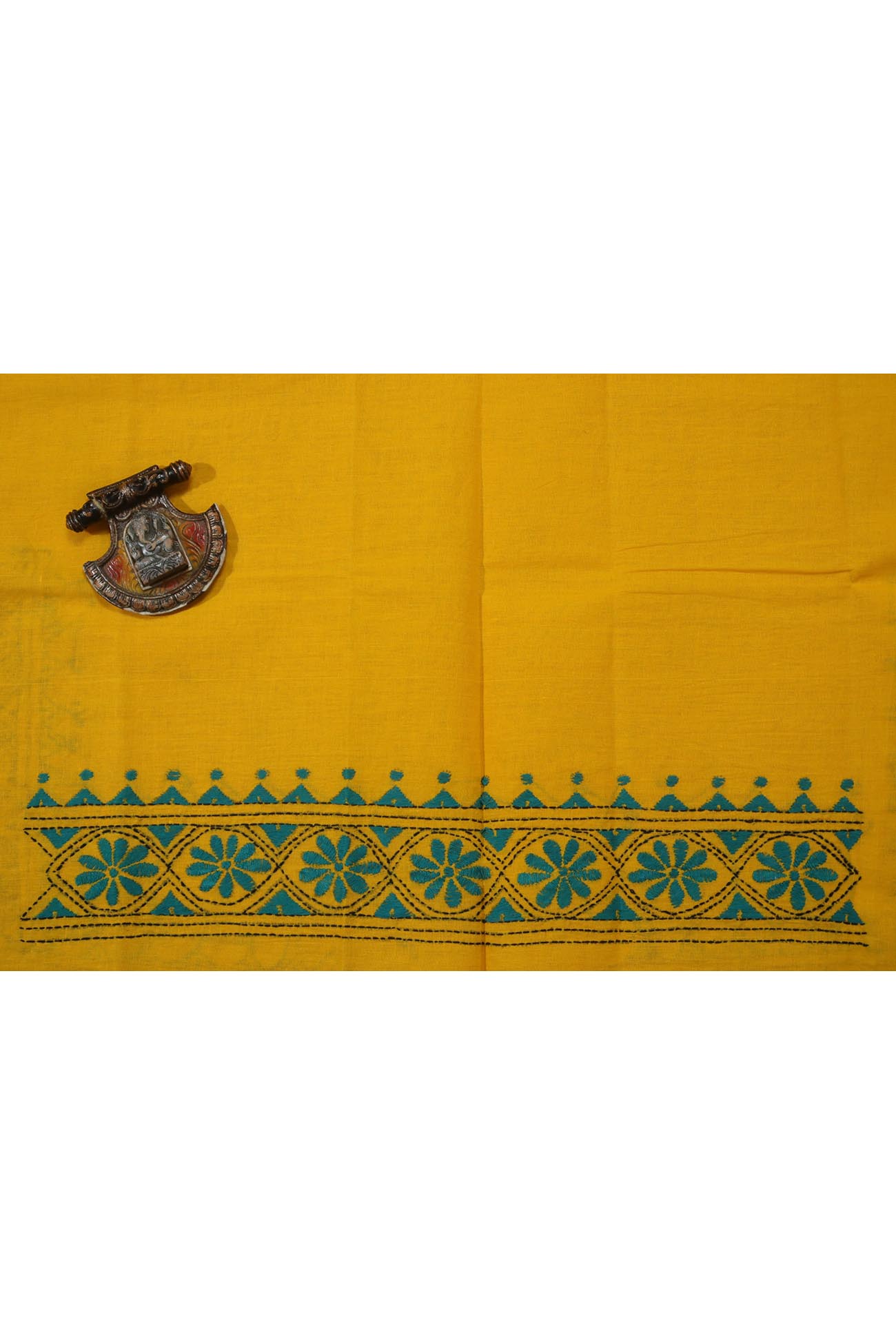 yellow-flower-kantha-work-blouse-fabric-kwb001901-b