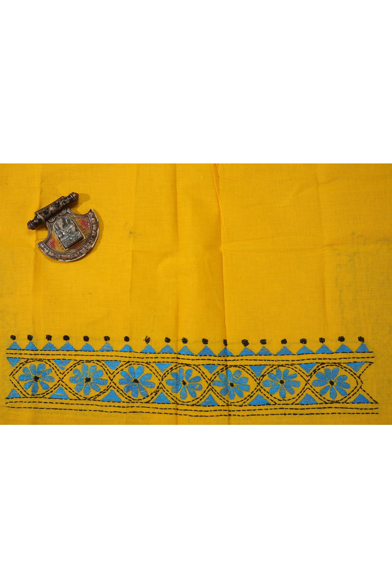 yellow-flower-kantha-work-blouse-fabric-kwb001910-b