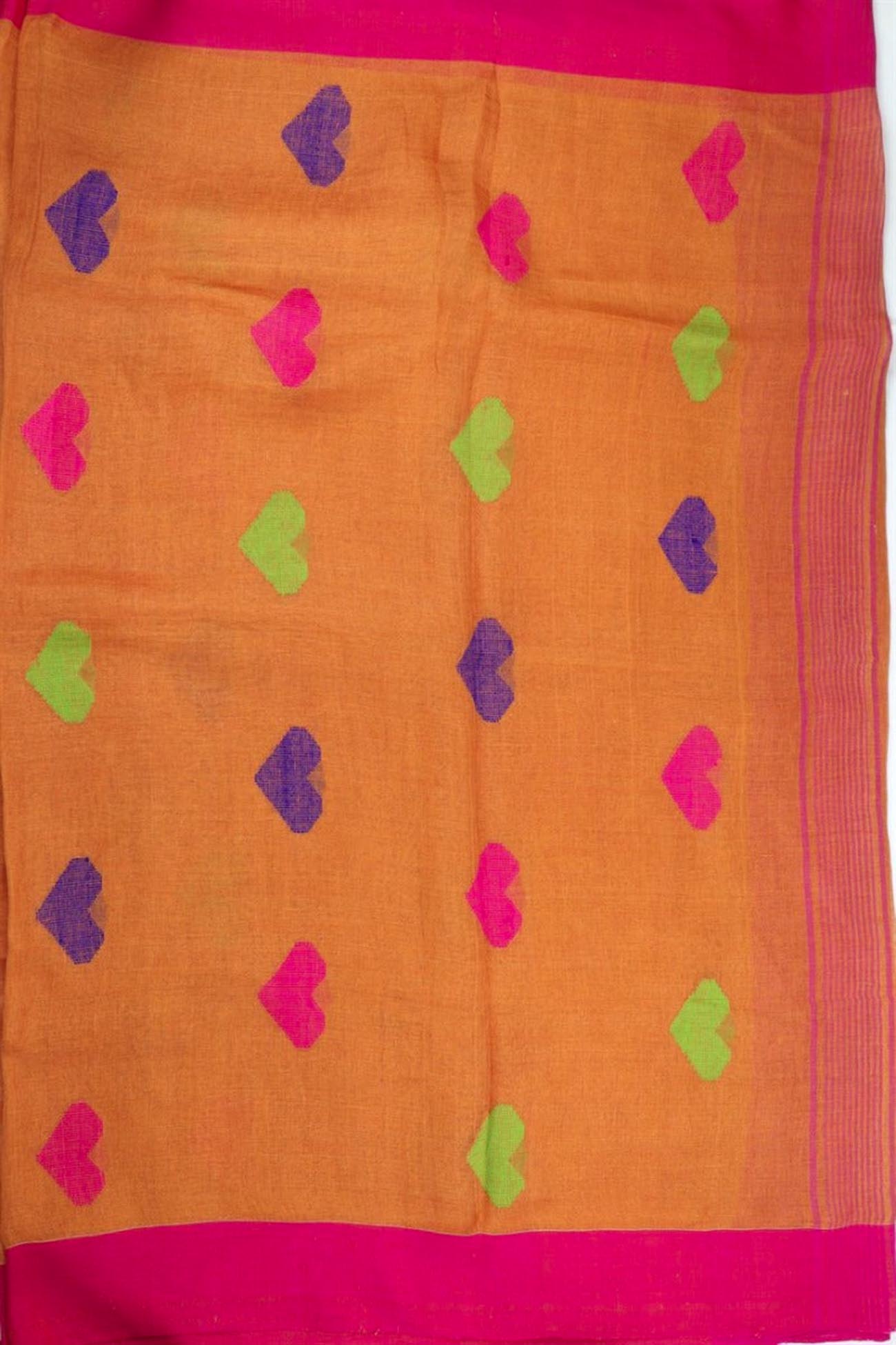 orange-red-buttas-linen-jamdani-sarees-lnj009432-a