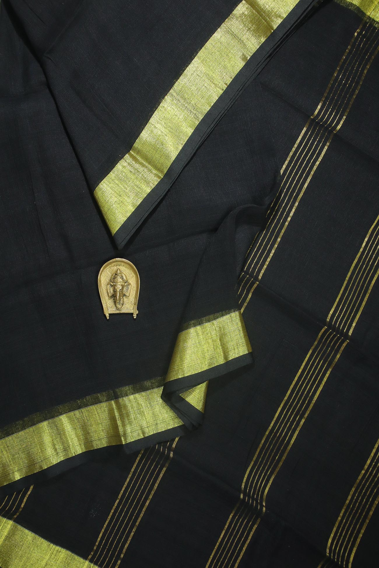 black-no-design-linen-printed-sarees-lnp000040-a