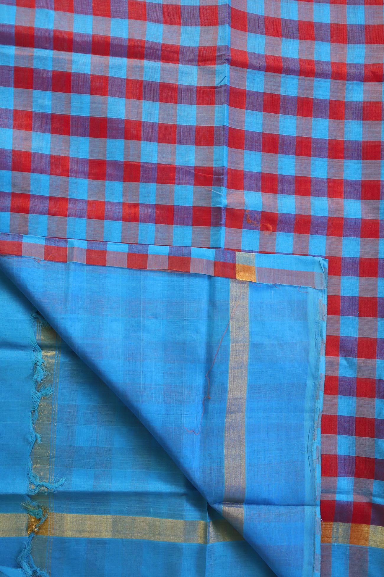 deep-sky-blue-checked-cotton-silk-sarees-sc001382-b