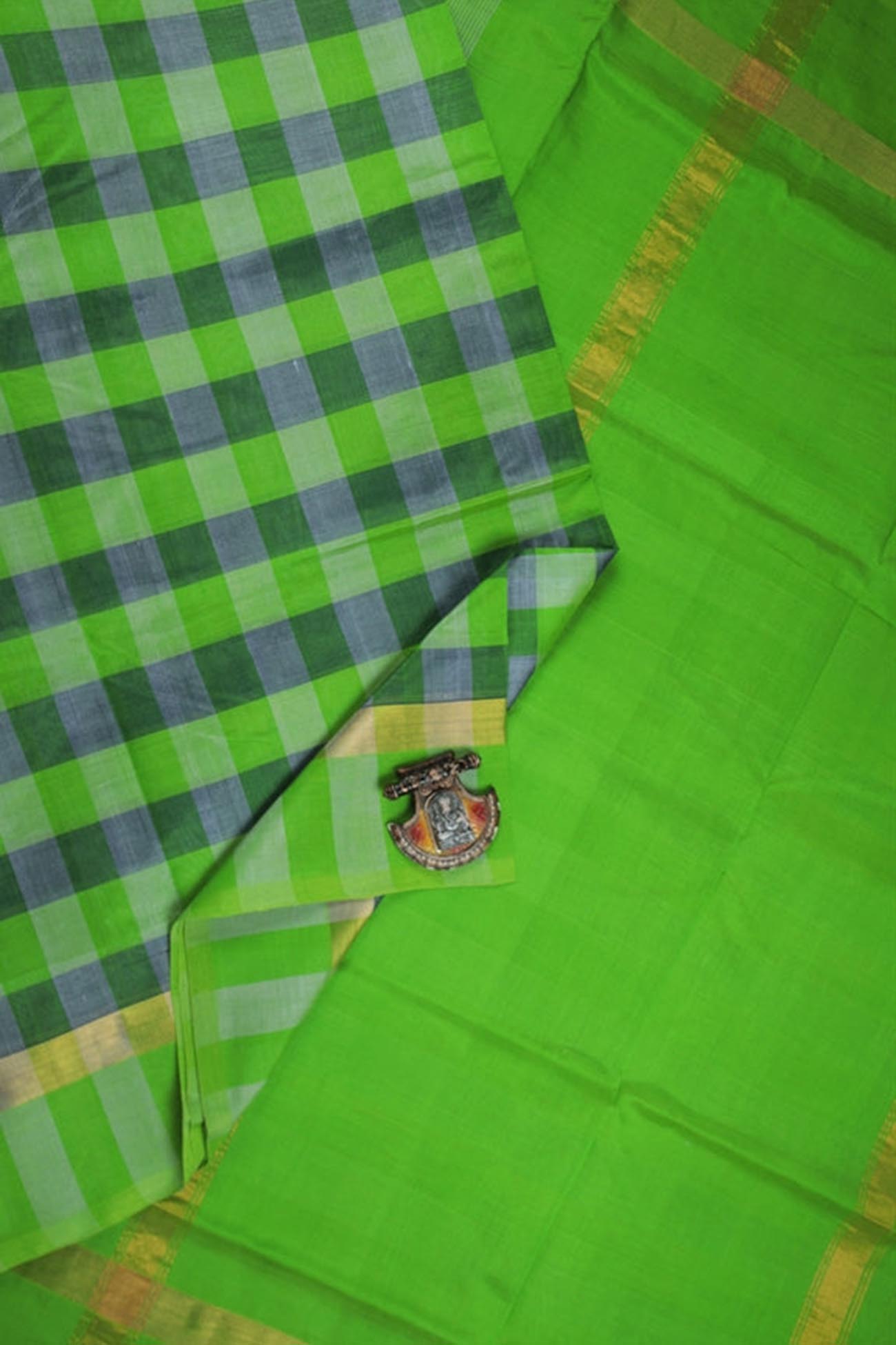 lime-green-checked-cotton-silk-sarees-sc001390-a