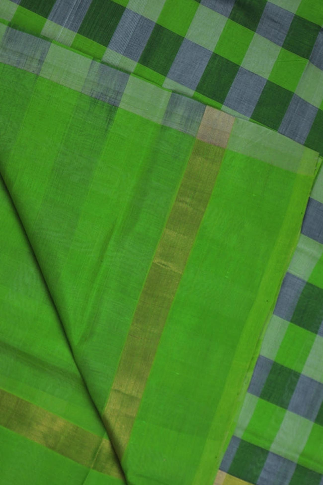 lime-green-checked-cotton-silk-sarees-sc001390-b