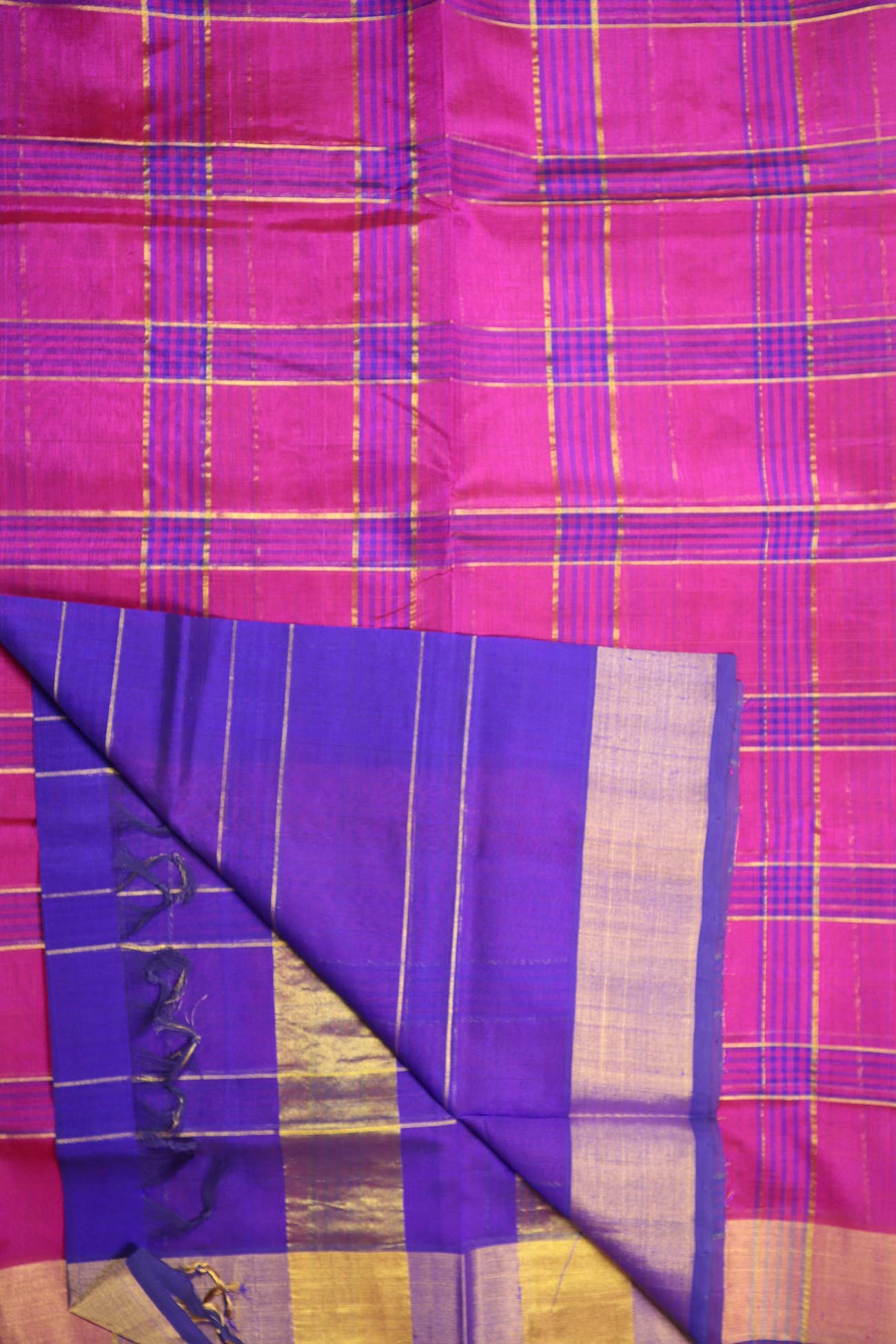 deep-pink-checked-cotton-silk-sarees-sc001945-b