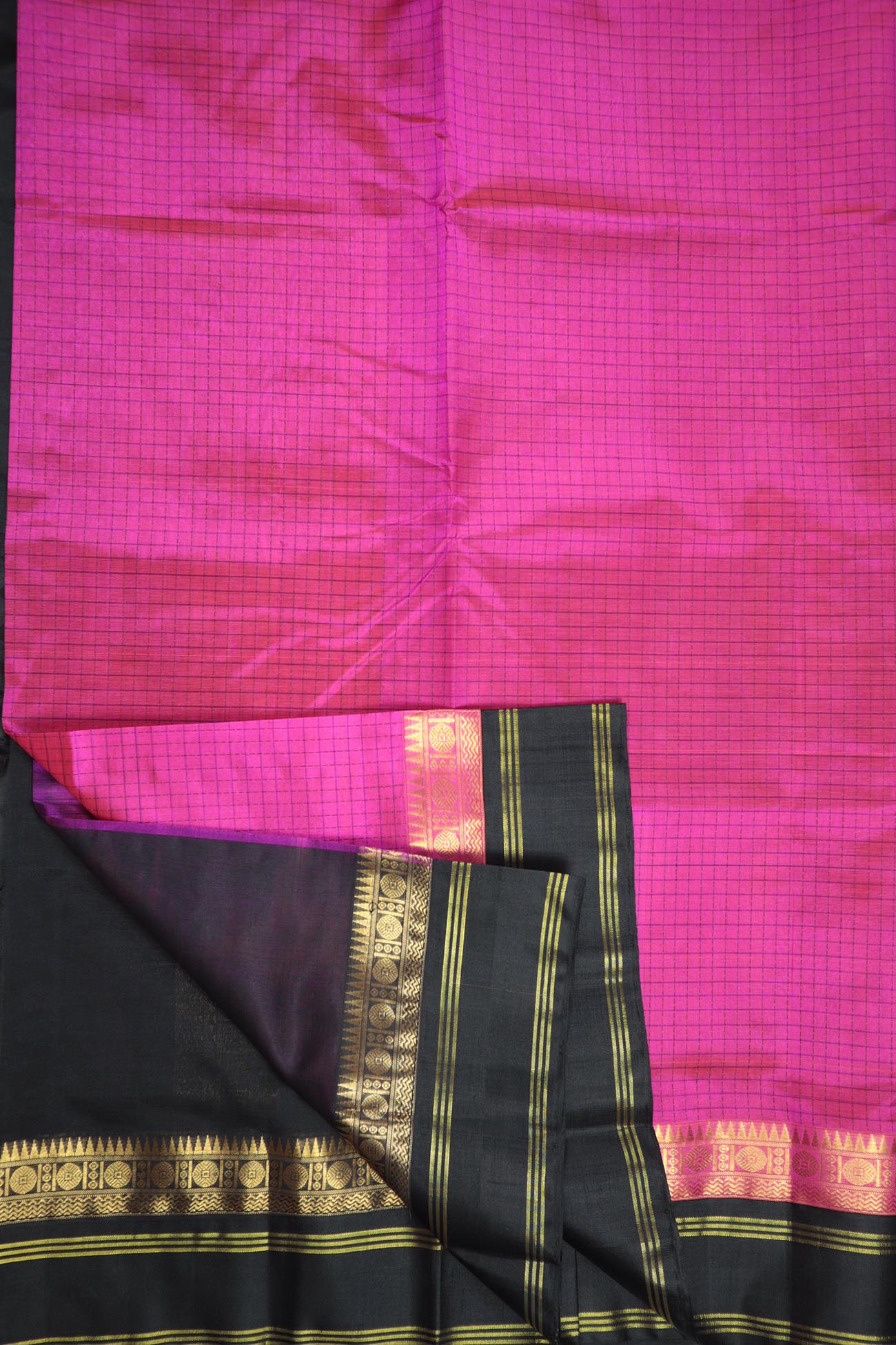 deep-pink-checked-cotton-silk-sarees-sc002071-b