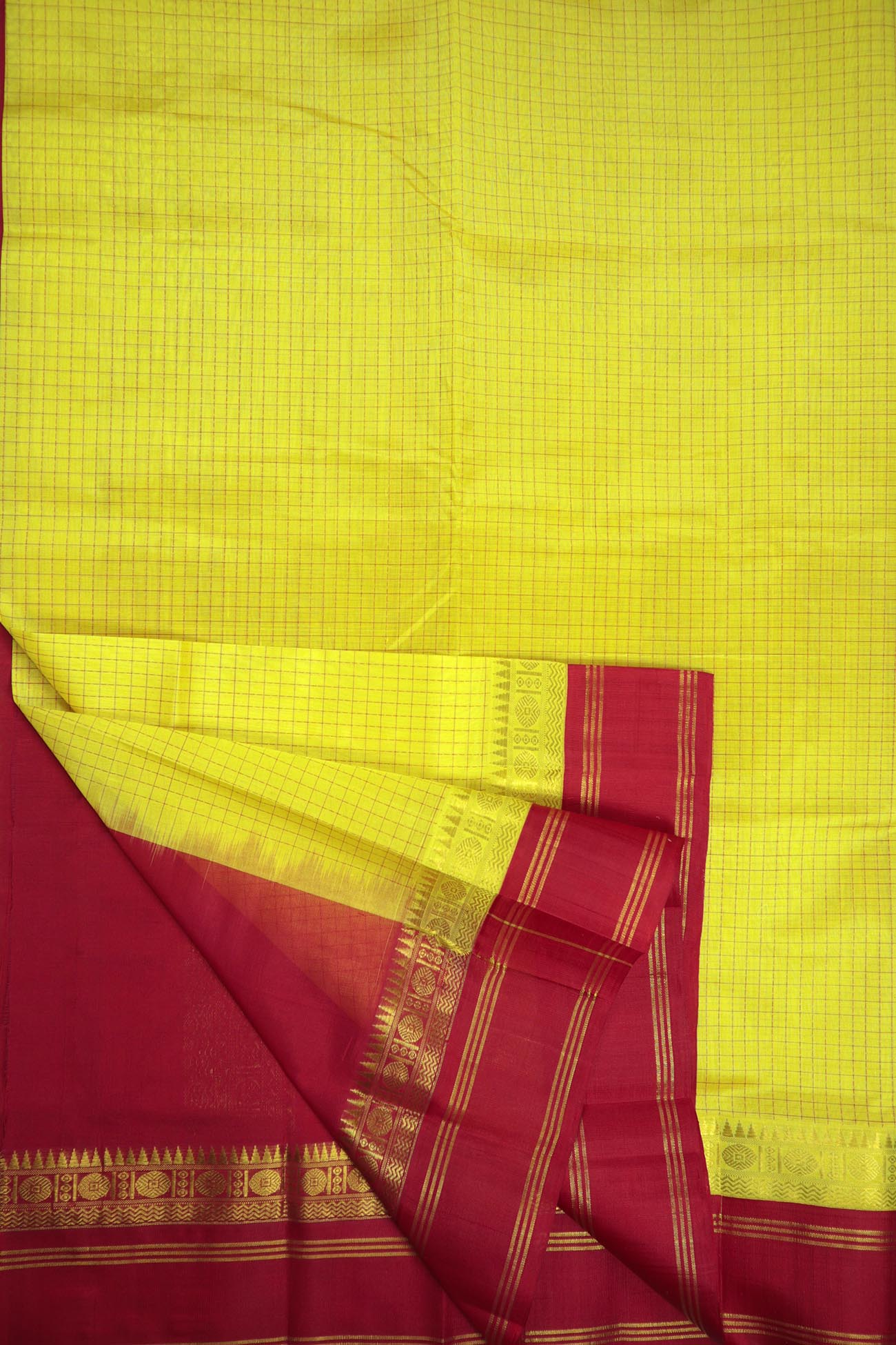 yellow-checked-cotton-silk-sarees-sc002074-b