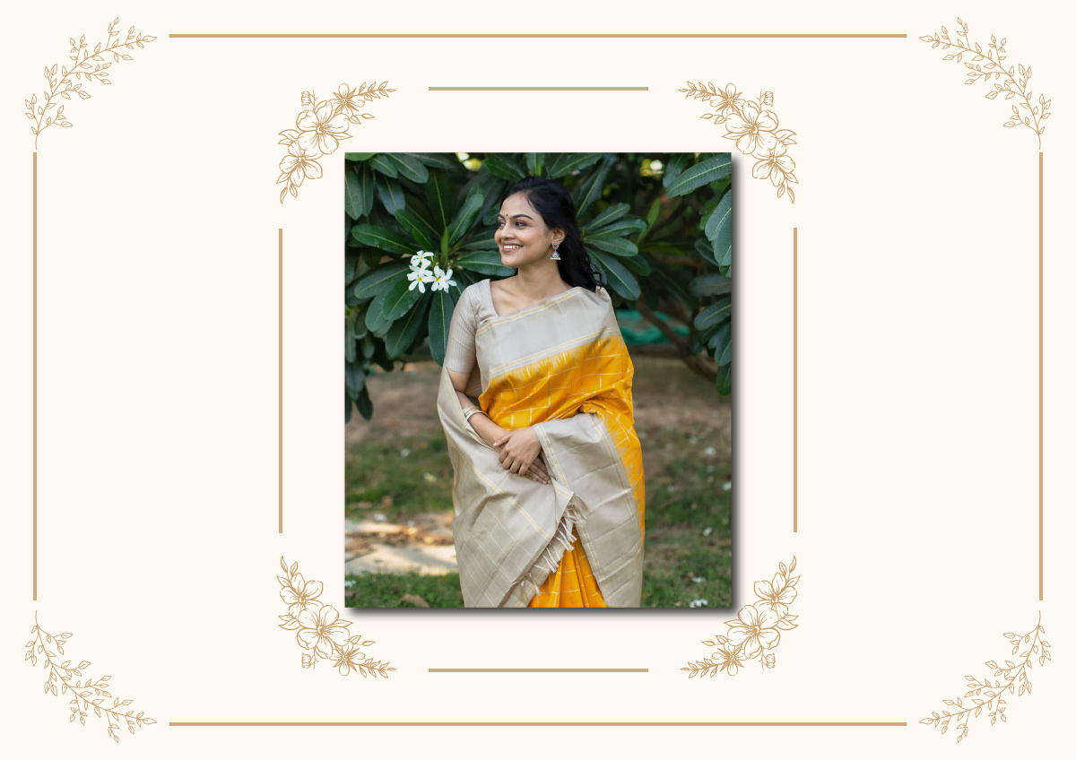 White Art Silk Saree Sari fabric India Golden Border 