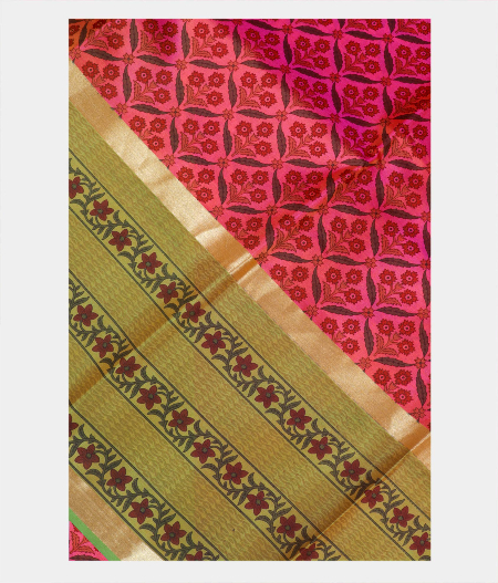 Pink Printed Silk Saree T162623-image