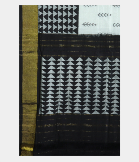 White Ikat Silk Saree T1374054