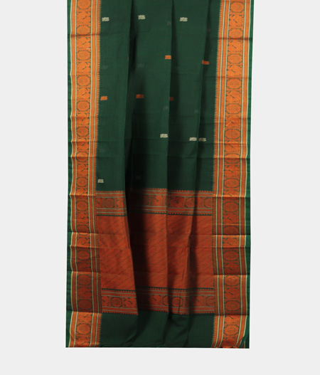 Green Kanchi Handwoven Cotton Saree T1789432