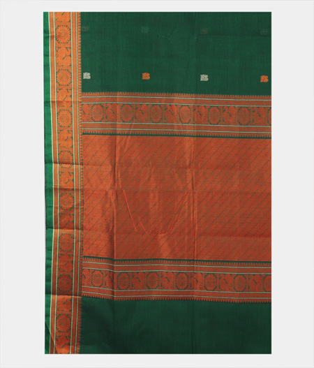 Green Kanchi Handwoven Cotton Saree T1789434