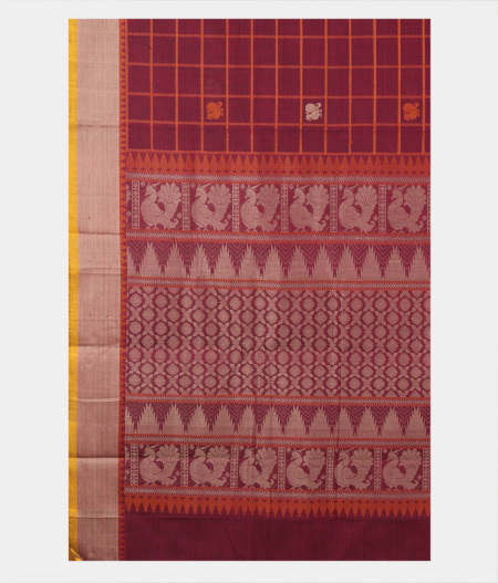 Maroon Kanchi Handwoven Cotton Saree T1788824