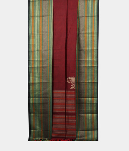 Maroon Kanchi Handwoven Cotton Saree T1789142