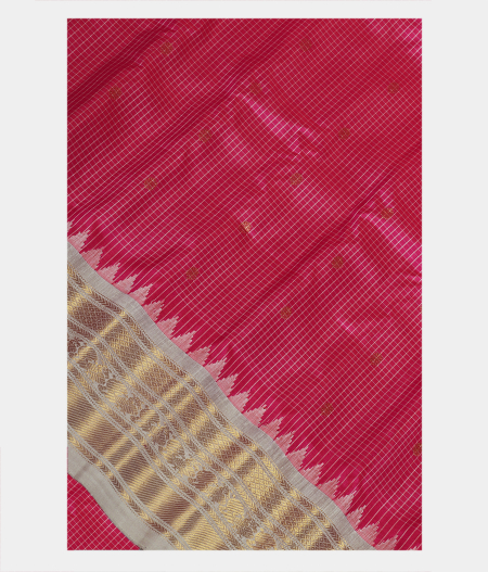 Reddish Pink Gadwal Silk Saree T187878-image