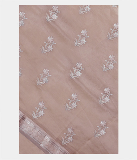 Cream Organza Embroidery Saree T183803-image
