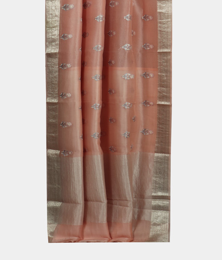 Peach Organza Embroidery Saree T1602602