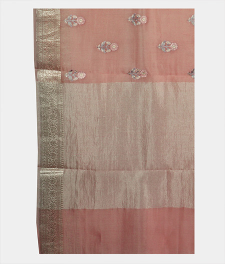 Peach Organza Embroidery Saree T1602604