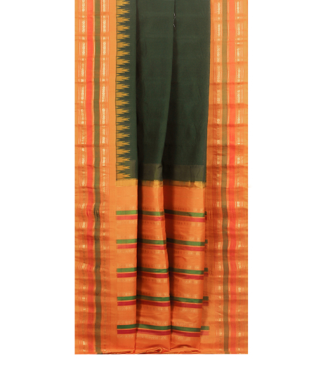 Green Gadwal Cotton Saree T187913-A2