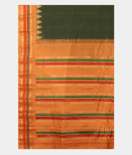 Green Gadwal Cotton Saree T187913-A4