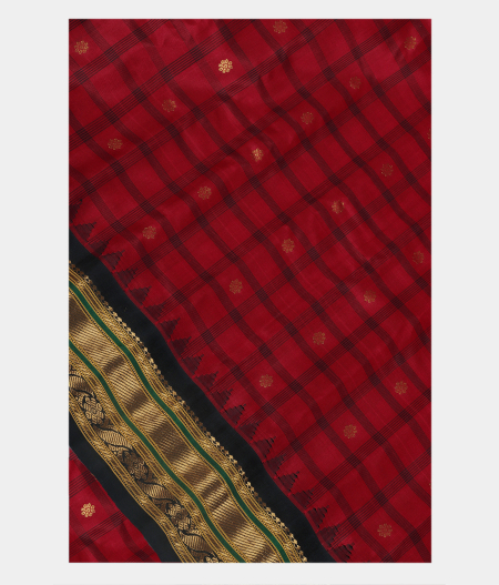 Red Gadwal Silk Saree T190243-image