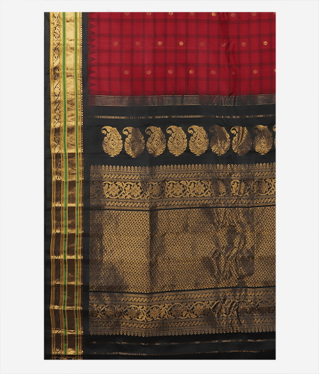 Red Gadwal Silk Saree T1902434