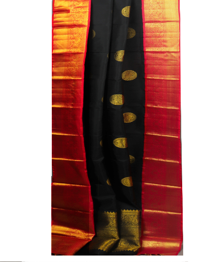 Black Kanjivaram Silk Dupatta T1896712