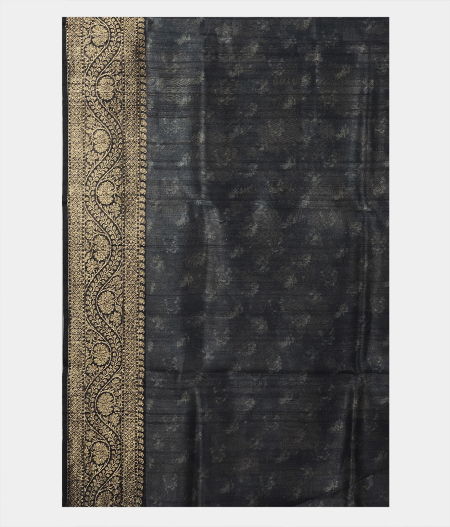 Black Tussar Printed Saree T1687313
