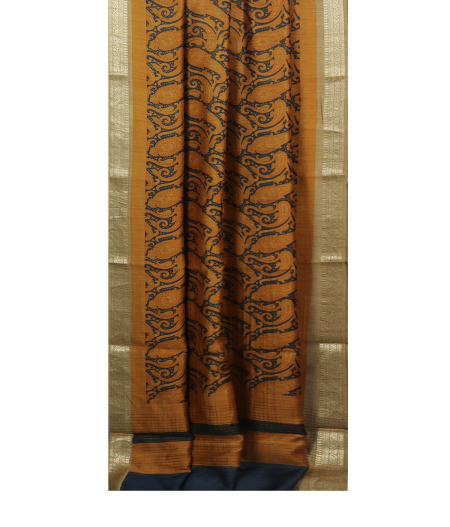 Black Soft Tussar Printed Saree T1648302