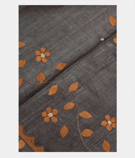 Grey Tussar Embroidery Saree T187360-image