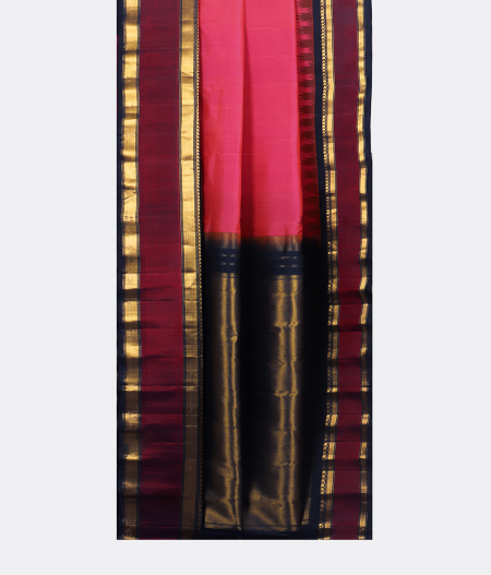 Orangish Pink Gadwal Silk Saree T1878582