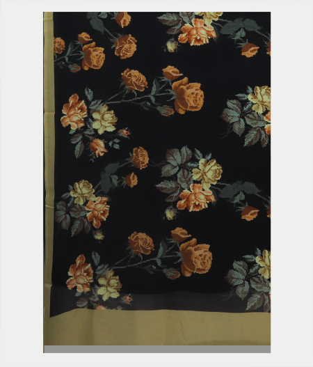 Black Georgette Printed Silk Saree T1893704