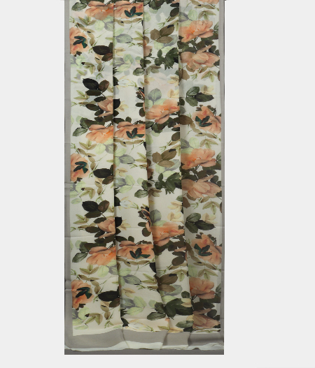 White Georgette Printed Silk Saree T1893392