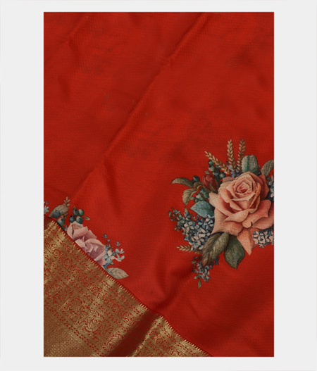 Red Printed Soft Silk Saree T180695-image