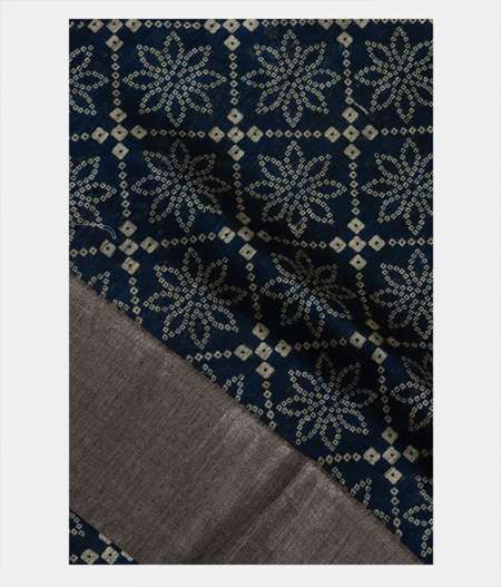 Blue Tussar Printed Saree T150721-image